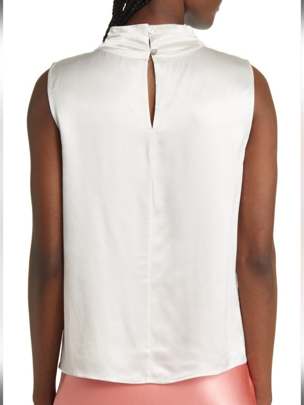 Rails Kaleen Satin Sleeveless Mock Neck Top in Ivory - Picture 2 of 6